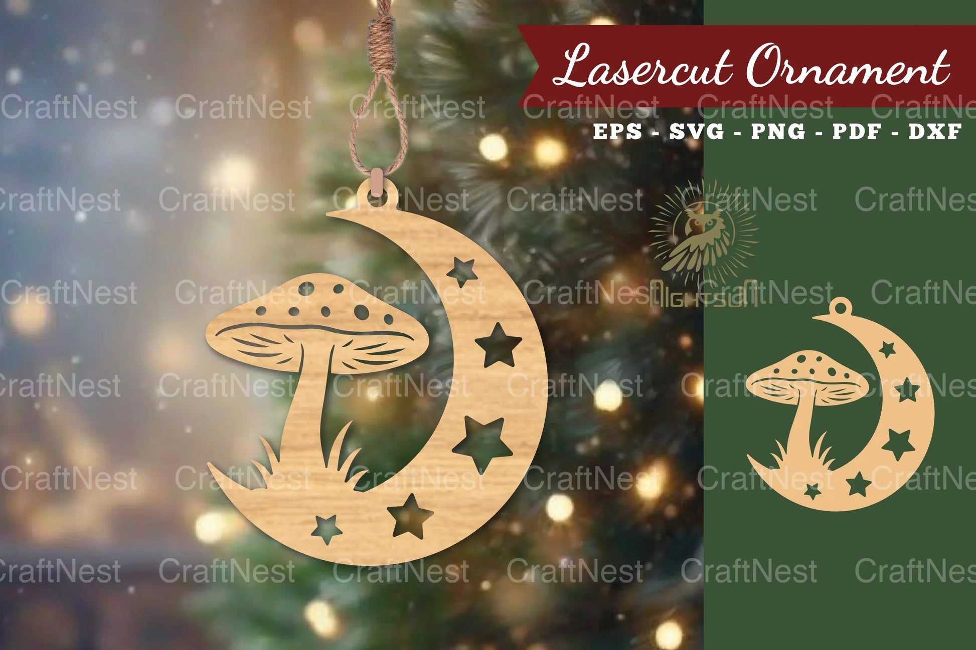 Mushroom in Moon Lasercut Ornament Clipart Bundle - CraftNest - Digital Crafting and Art