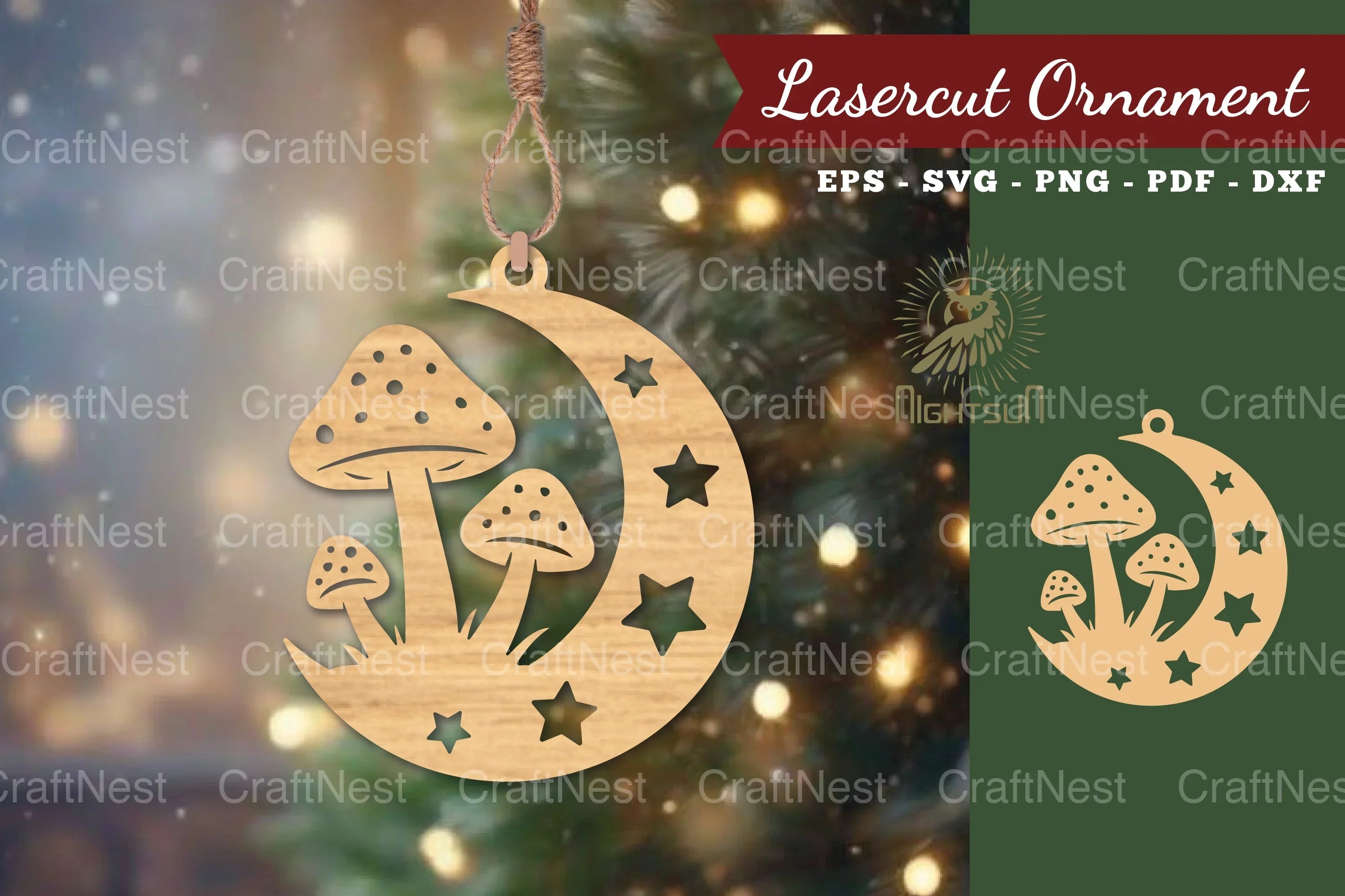 Mushroom in Moon Lasercut Ornament Clipart Bundle - CraftNest - Digital Crafting and Art