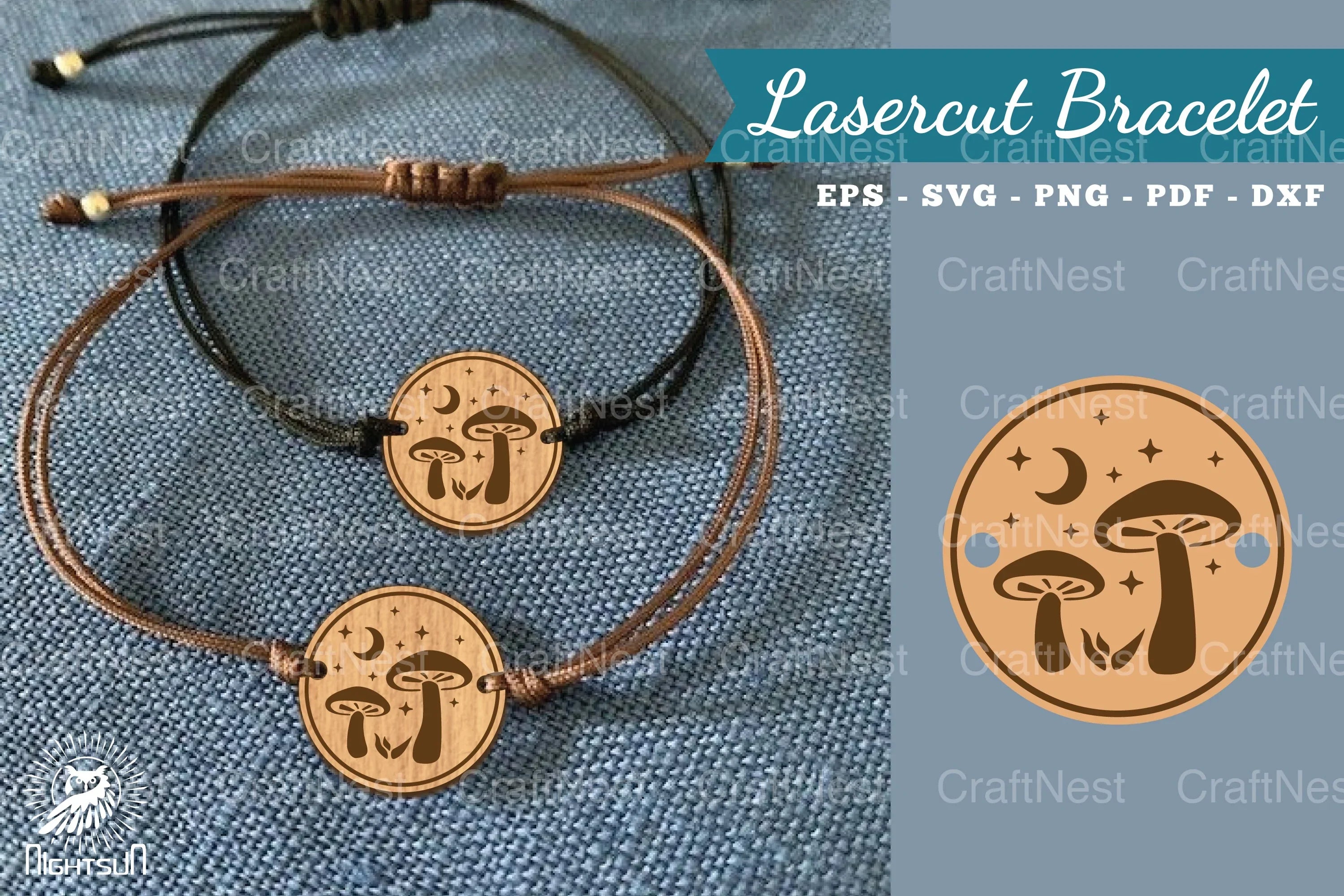 Mushroom Lasercut Bracelet Design Bundle - CraftNest - Digital Crafting and Art