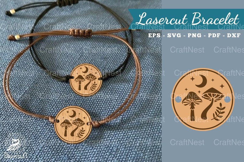 Mushroom Lasercut Bracelet Design Bundle - CraftNest - Digital Crafting and Art
