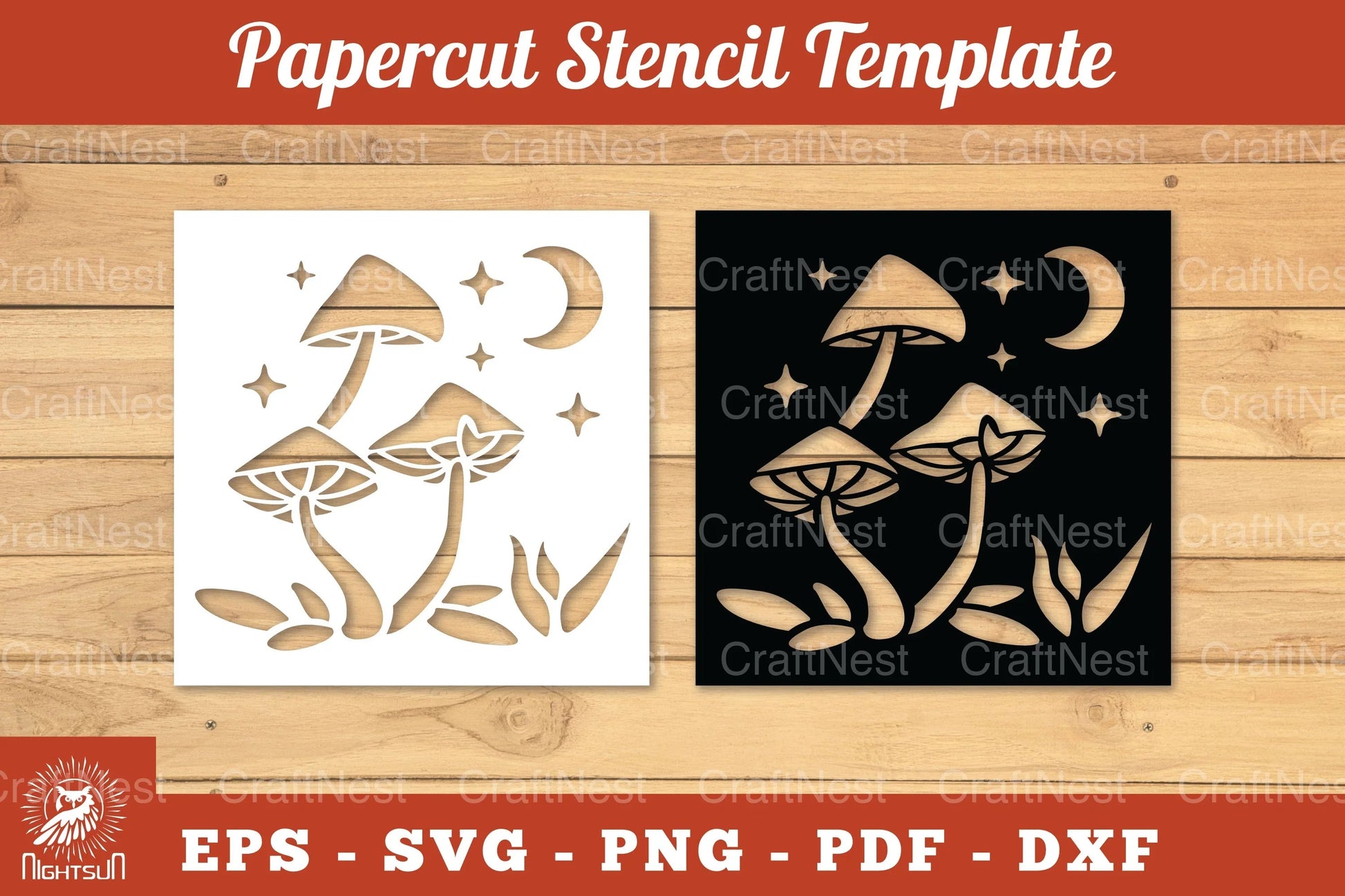 Mushroom Papercut Stencil Clipart Bundle - CraftNest - Digital Crafting and Art