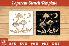 Mushroom Papercut Stencil Clipart Bundle - CraftNest - Digital Crafting and Art