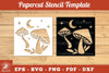 Mushroom Papercut Stencil Clipart Bundle