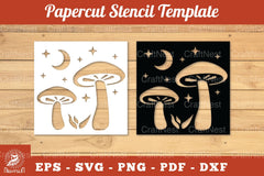 Mushroom Papercut Stencil Clipart Bundle - CraftNest - Digital Crafting and Art