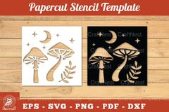 Mushroom Papercut Stencil Clipart Bundle - CraftNest - Digital Crafting and Art