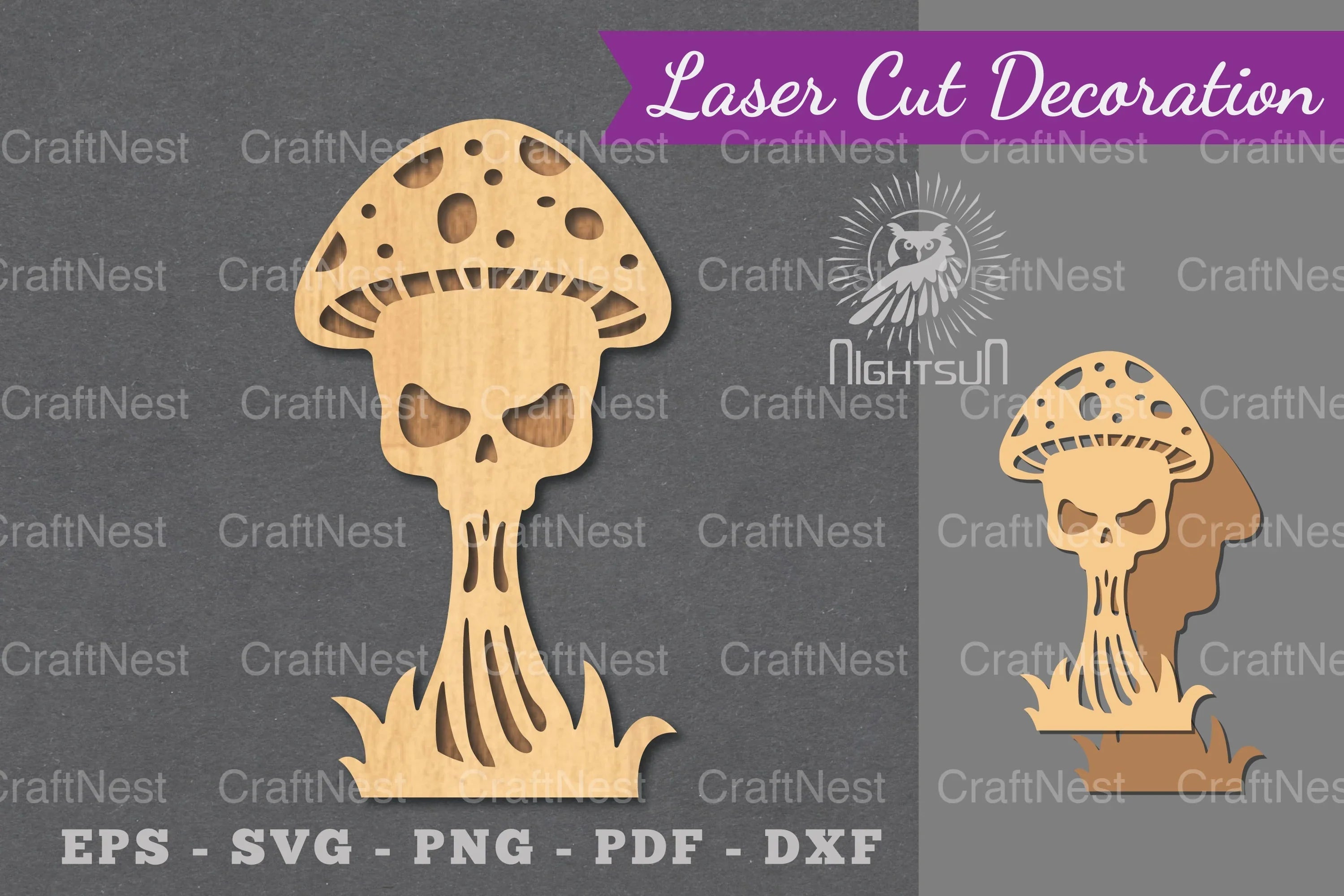 Mushroom Skull Laser Cut Decoration Clipart Bundle - CraftNest - Digital Crafting and Art