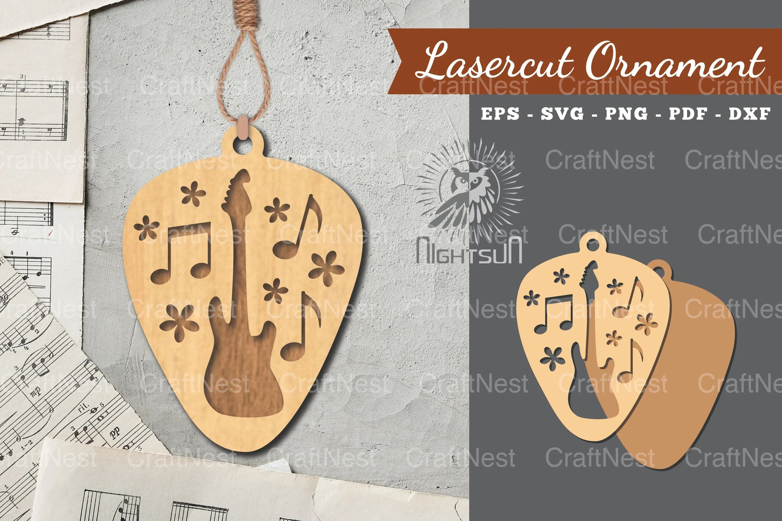 Music Guitar Laser Cut Ornament Clipart Bundle - CraftNest - Digital Crafting and Art