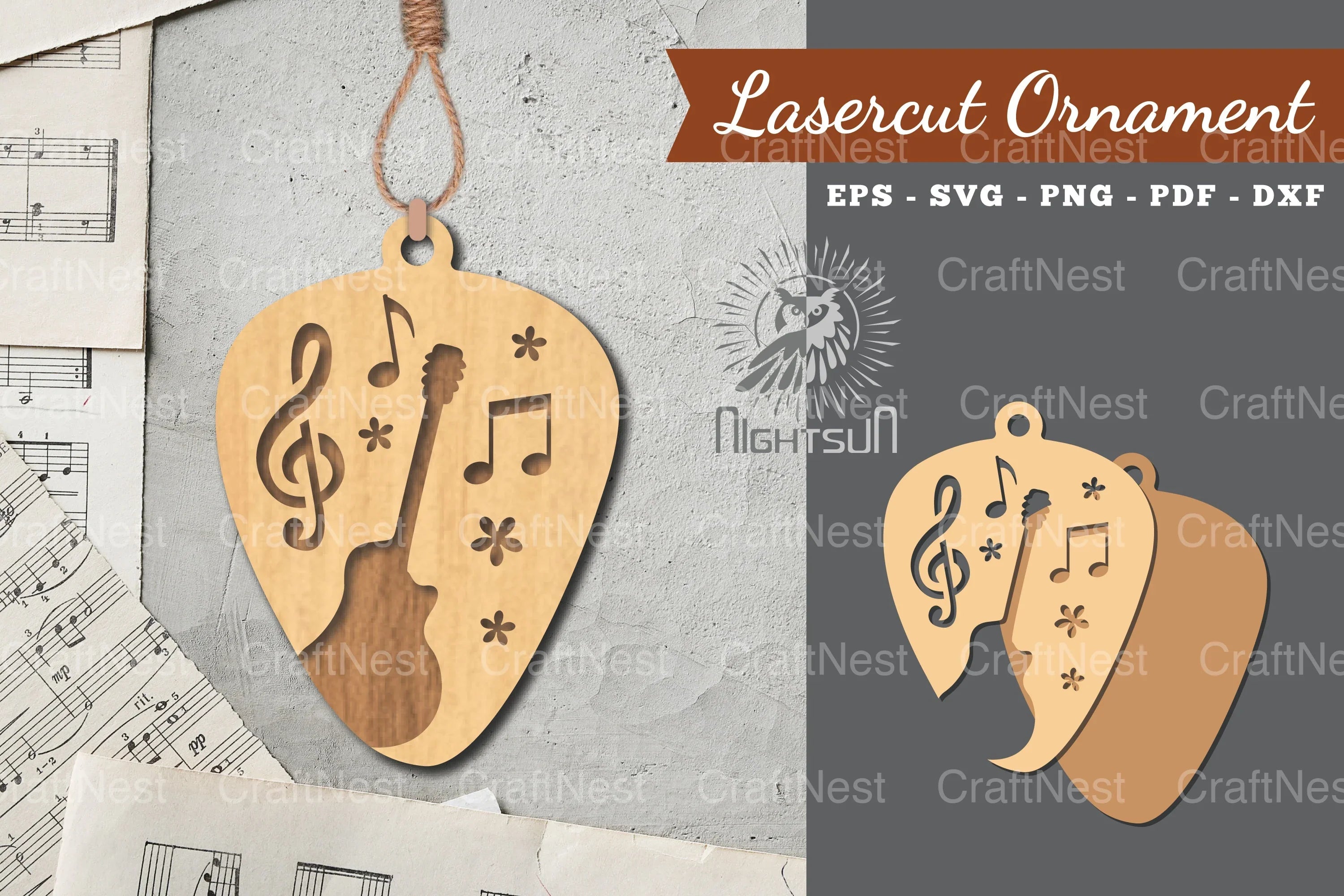 Music Guitar Laser Cut Ornament Clipart Bundle - CraftNest - Digital Crafting and Art
