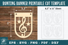 Music Notes Bunting Banner Printable Clipart - CraftNest - Digital Crafting and Art