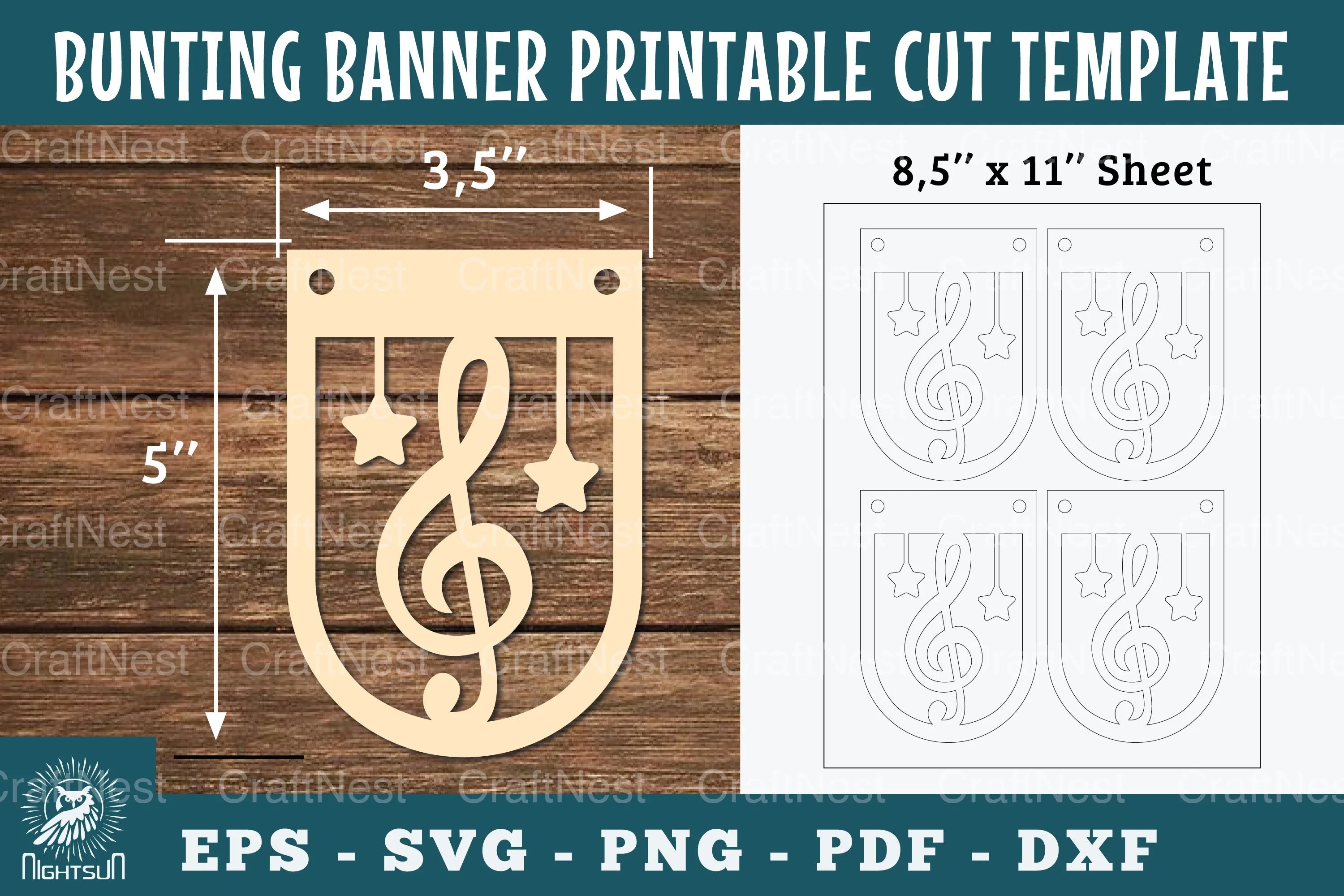 Music Notes Bunting Banner Printable Clipart - CraftNest - Digital Crafting and Art