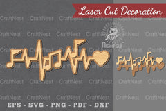 Music Notes Heartbeat Laser Cut Decoration Clipart Bundle - CraftNest - Digital Crafting and Art