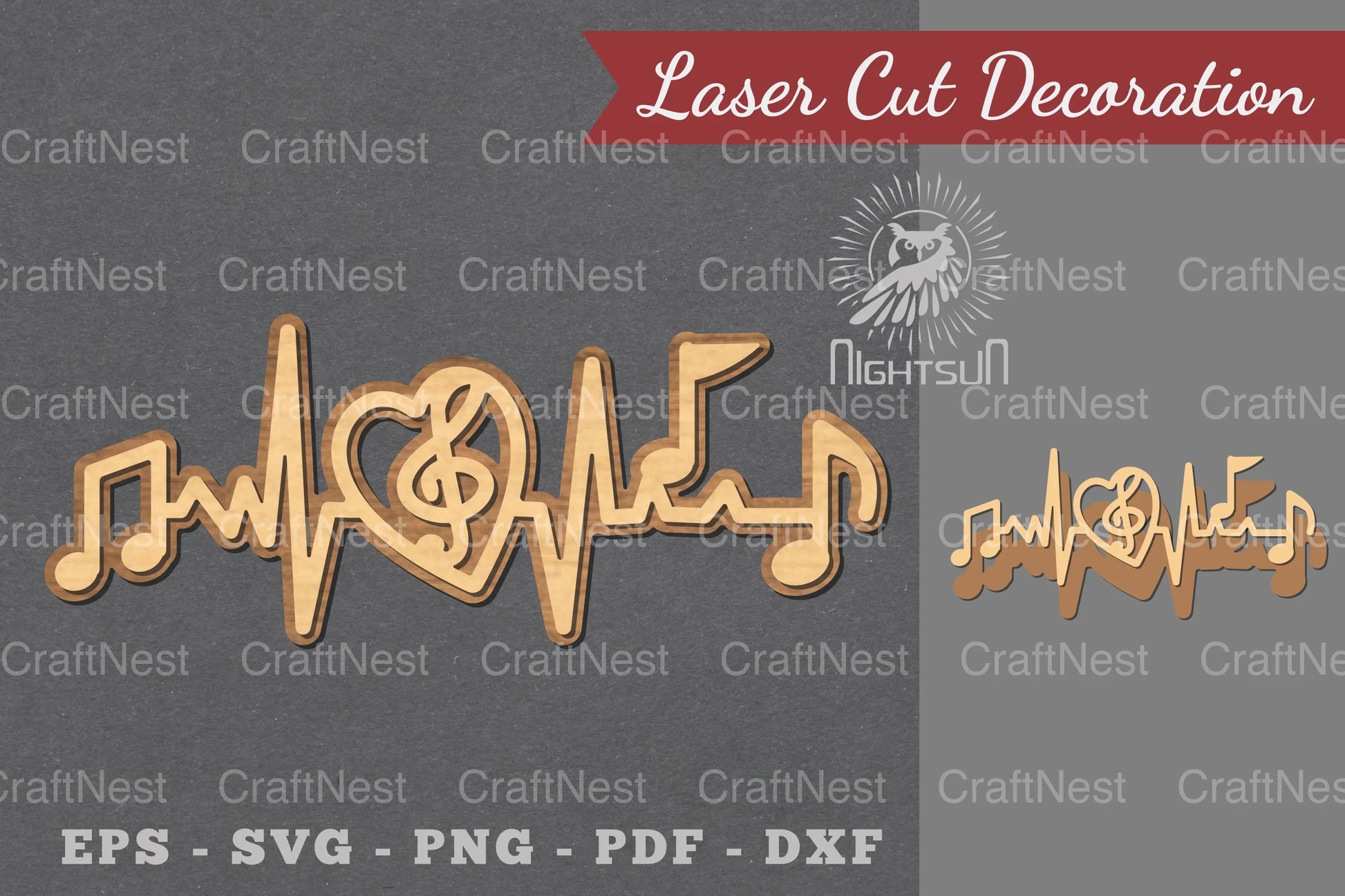 Music Notes Heartbeat Laser Cut Decoration Clipart Bundle - CraftNest - Digital Crafting and Art