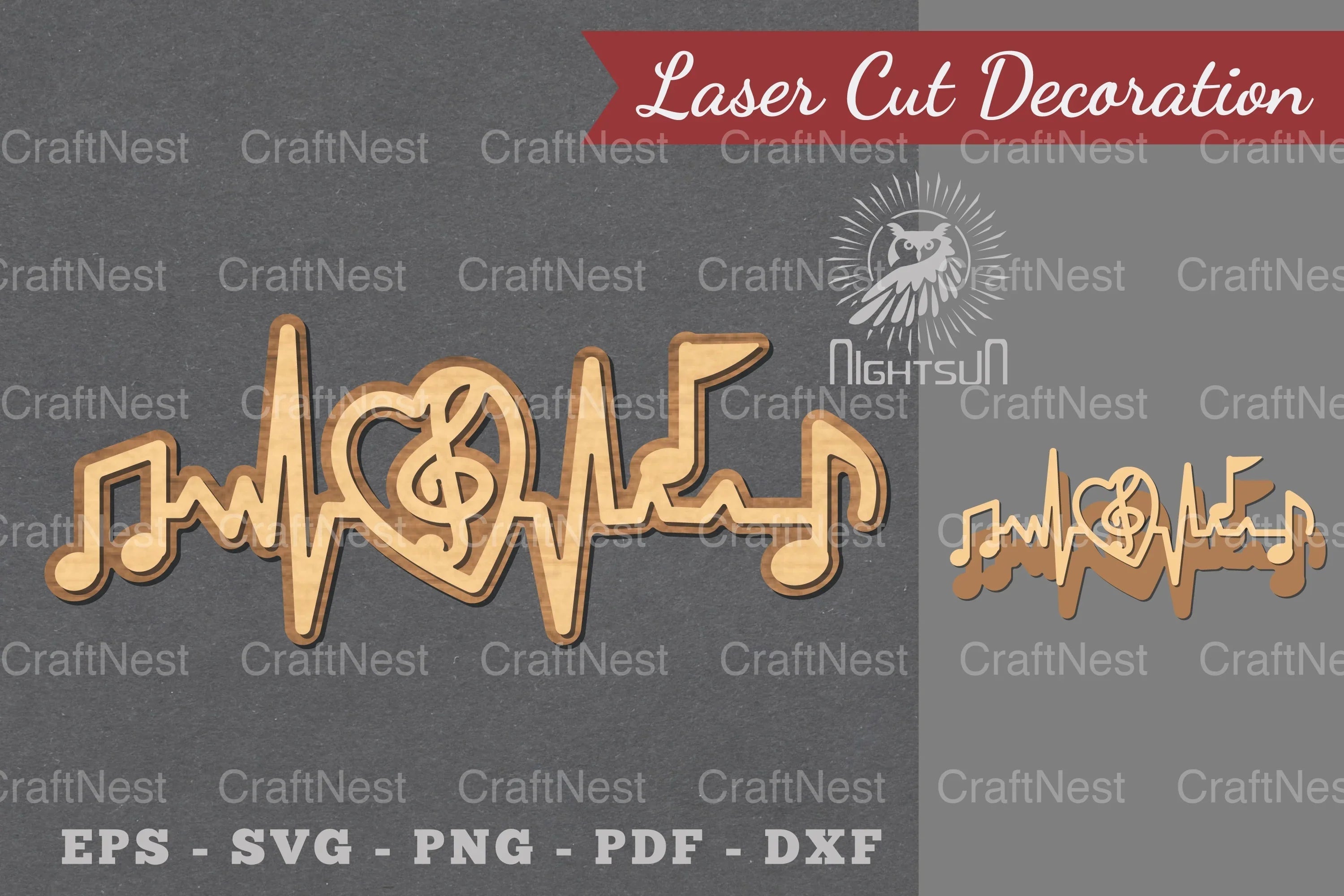 Music Notes Heartbeat Laser Cut Decoration Clipart Bundle - CraftNest - Digital Crafting and Art