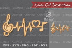 Music Notes Heartbeat Laser Cut Decoration Clipart Bundle - CraftNest - Digital Crafting and Art