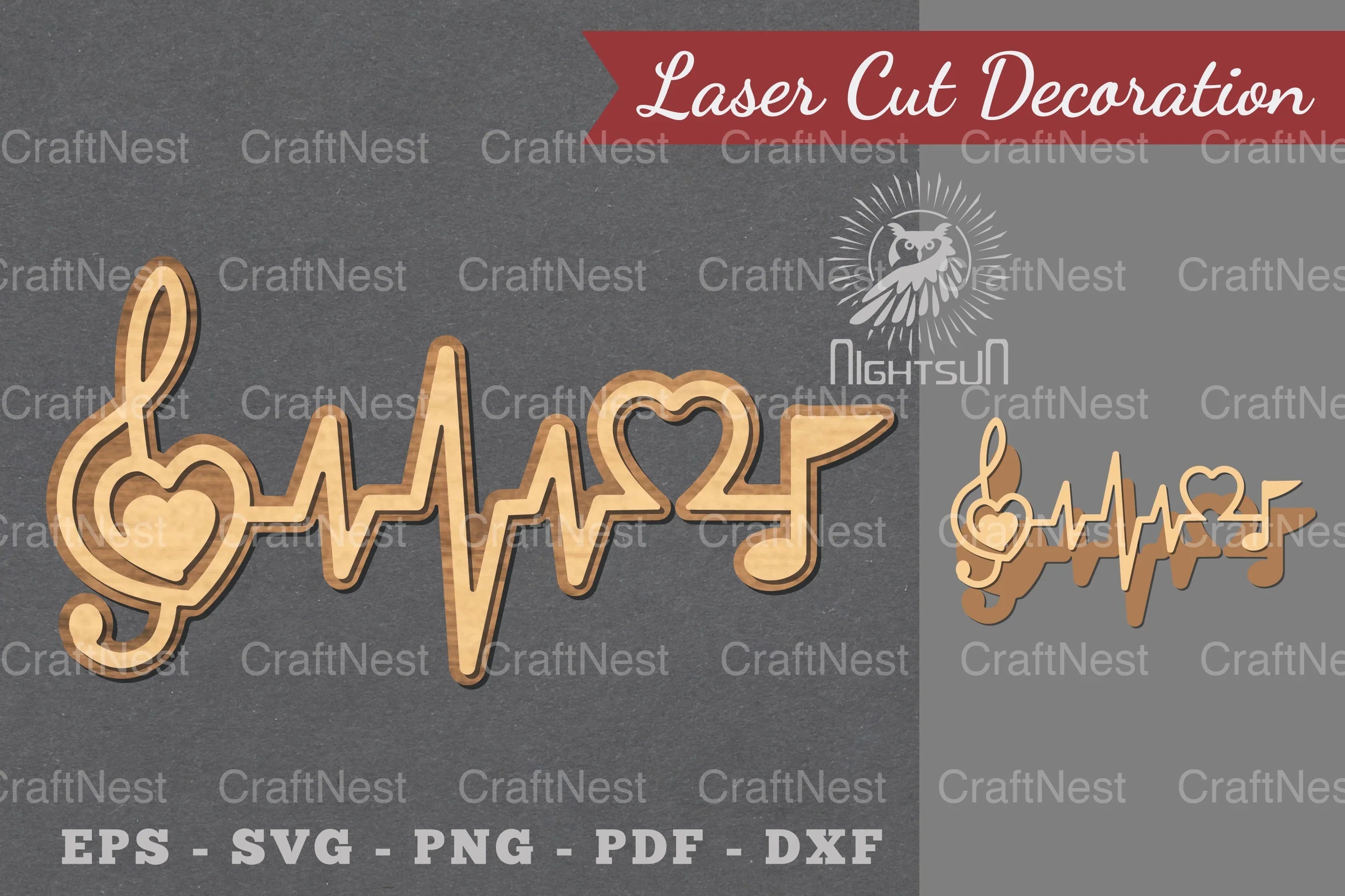 Music Notes Heartbeat Laser Cut Decoration Clipart Bundle - CraftNest - Digital Crafting and Art