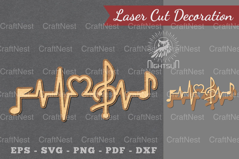 Music Notes Heartbeat Laser Cut Decoration Bundle - CraftNest - Digital Crafting and Art