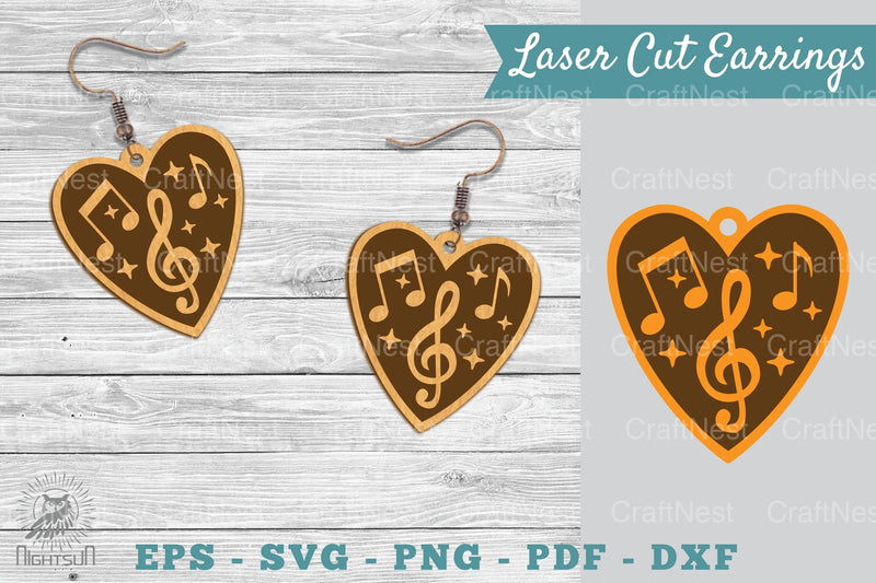 Music Notes Laser Cut Earrings Design Bundle - CraftNest - Digital Crafting and Art