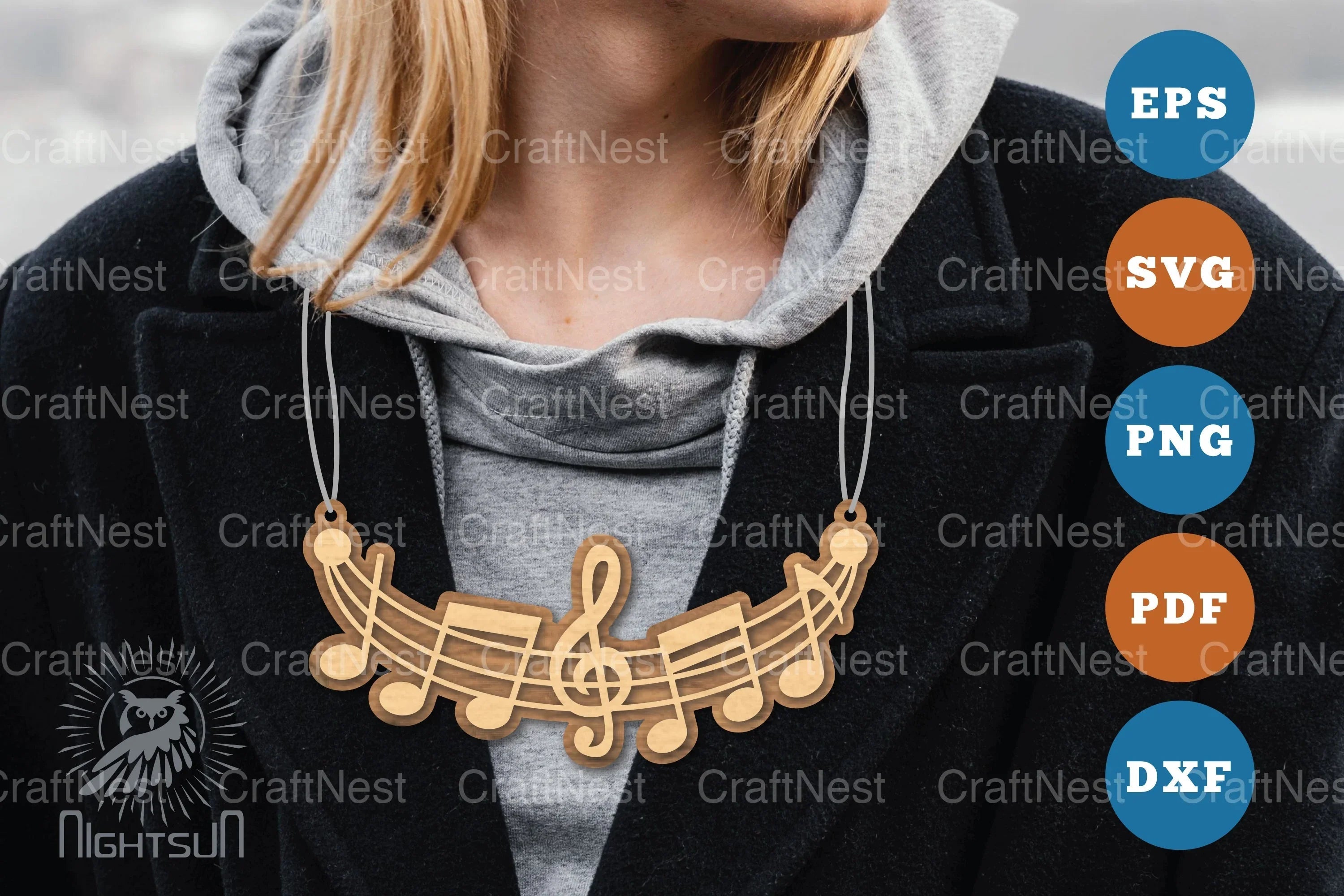 Music Notes Laser Cut Necklace Design Bundle - CraftNest - Digital Crafting and Art