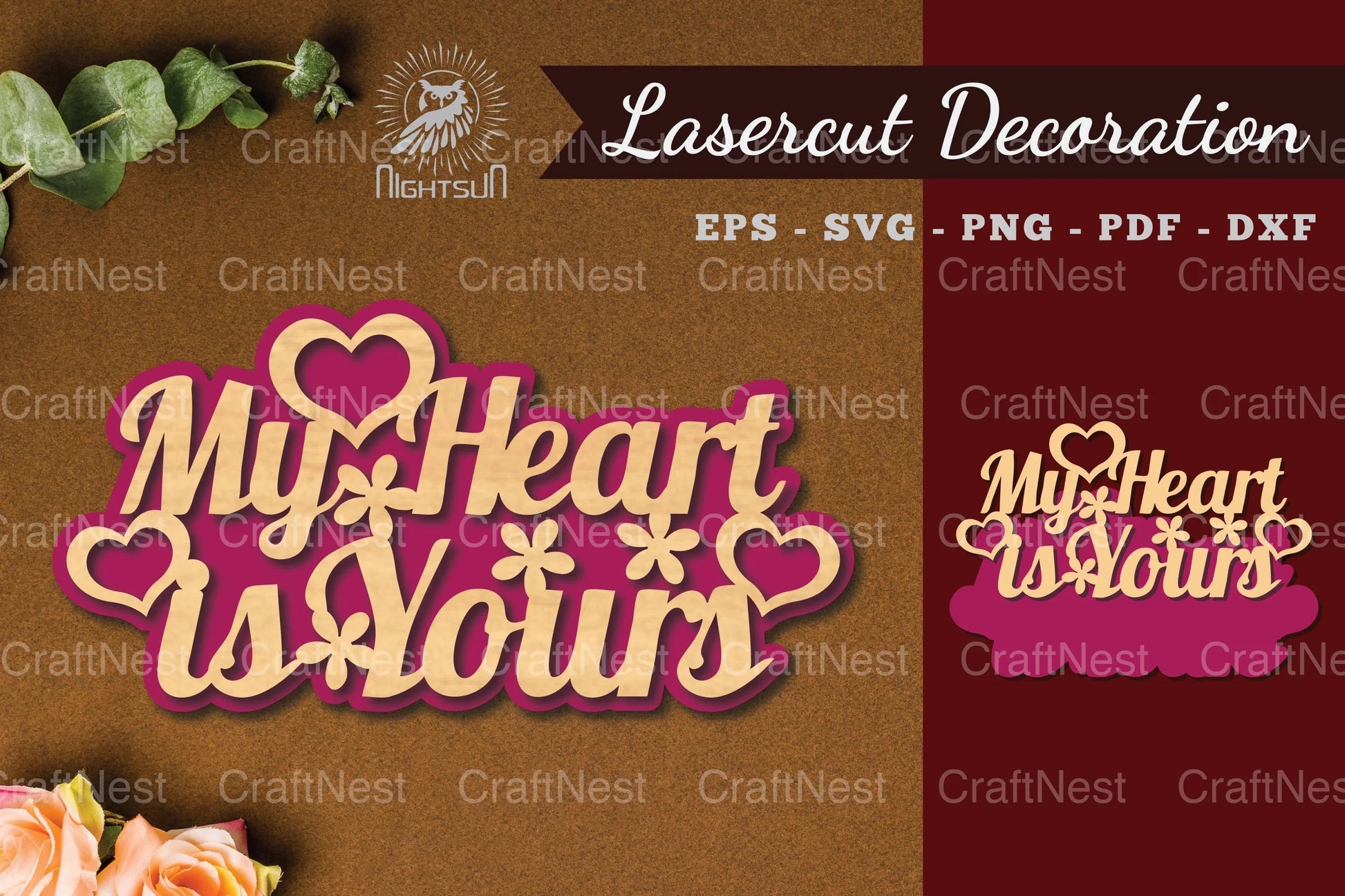 My Heart Is Yours Laser Cut Decoration Bundle - CraftNest - Digital Crafting and Art