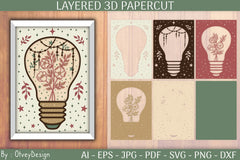 Mystical Light Bulb 3D Layered Papercut SVG Bundle - CraftNest - Digital Crafting and Art