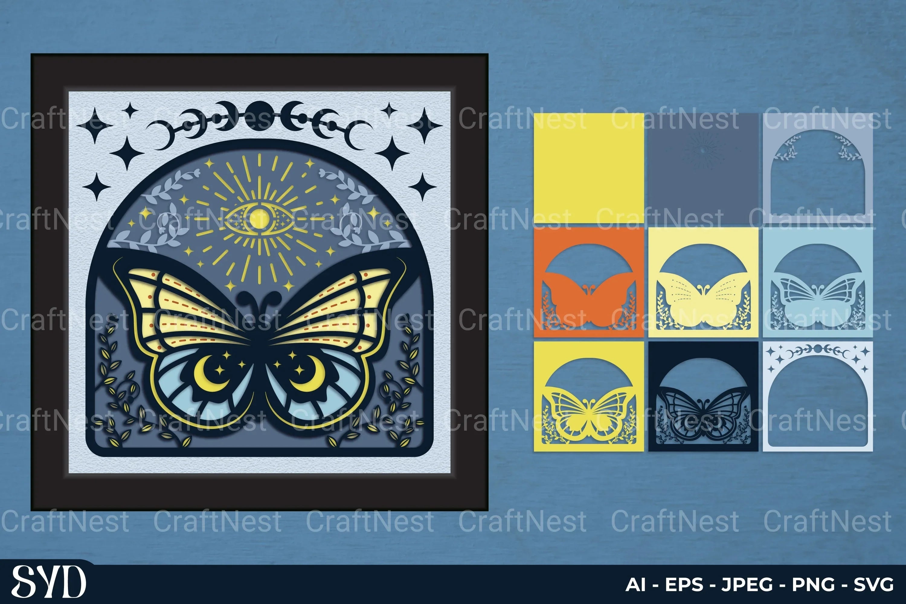 Mystical Butterfly 3D Layered Papercut Clipart Bundle - CraftNest - Digital Crafting and Art
