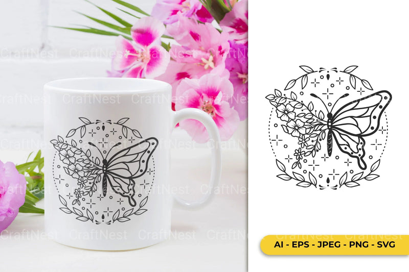 Mystical Floral Butterfly Clipart Bundle - CraftNest - Digital Crafting and Art