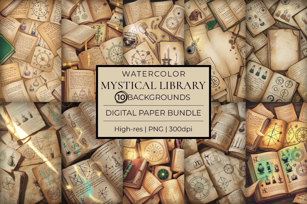 Mystical Library Junk Journal Papers