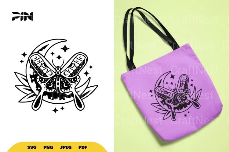 Mystical Moon and Moth SVG Bundle - CraftNest - Digital Crafting and Art