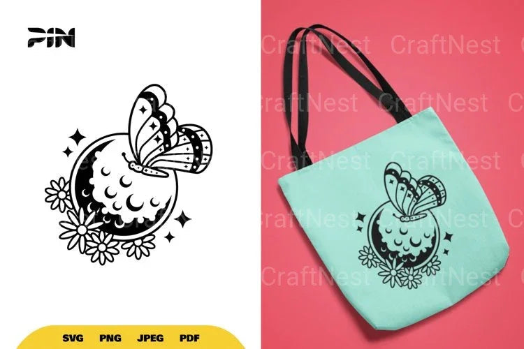 Mystical Moon and Moth SVG Bundle - CraftNest - Digital Crafting and Art