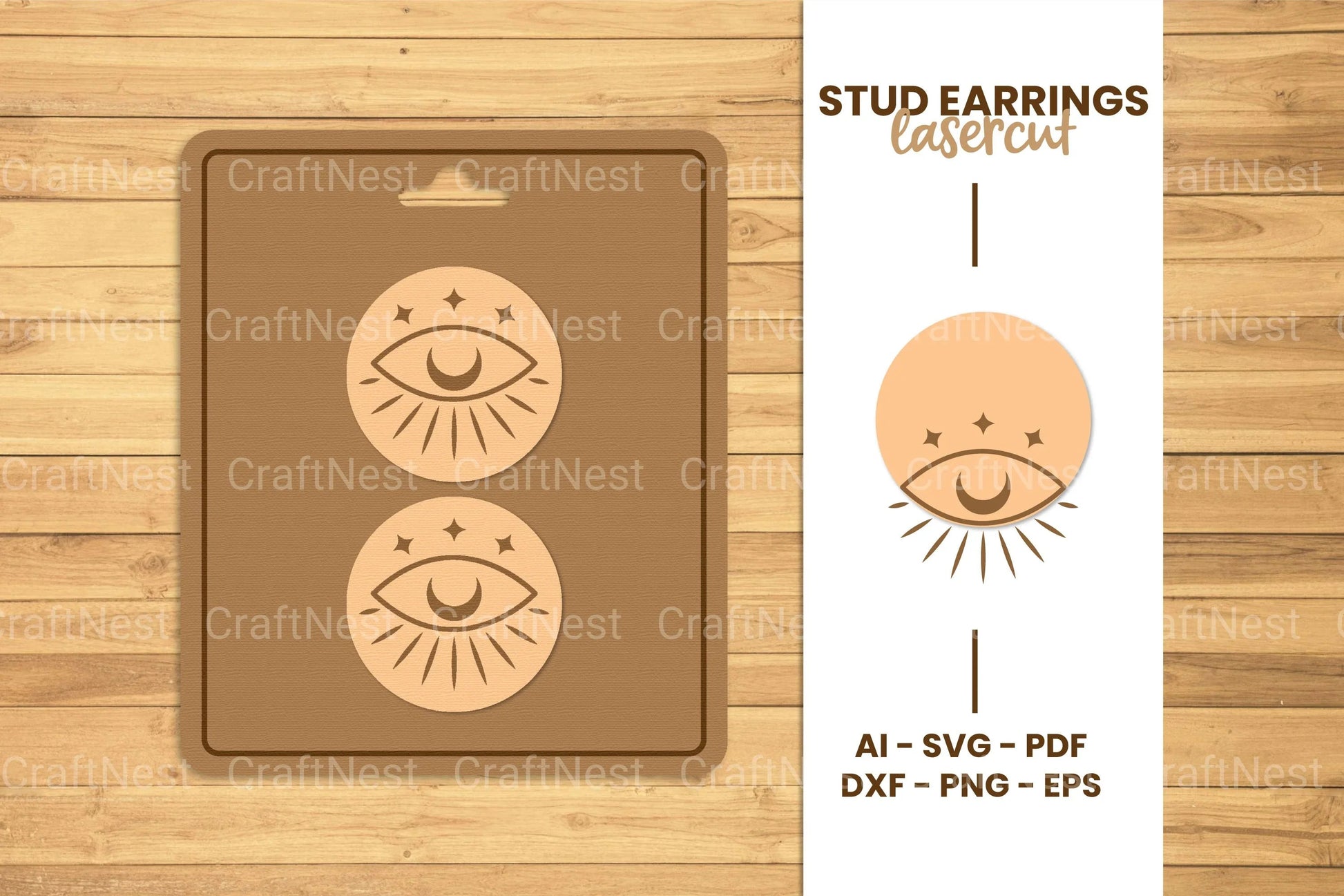 Mystical Stud Earrings Lasercut SVG Bundle - CraftNest - Digital Crafting and Art