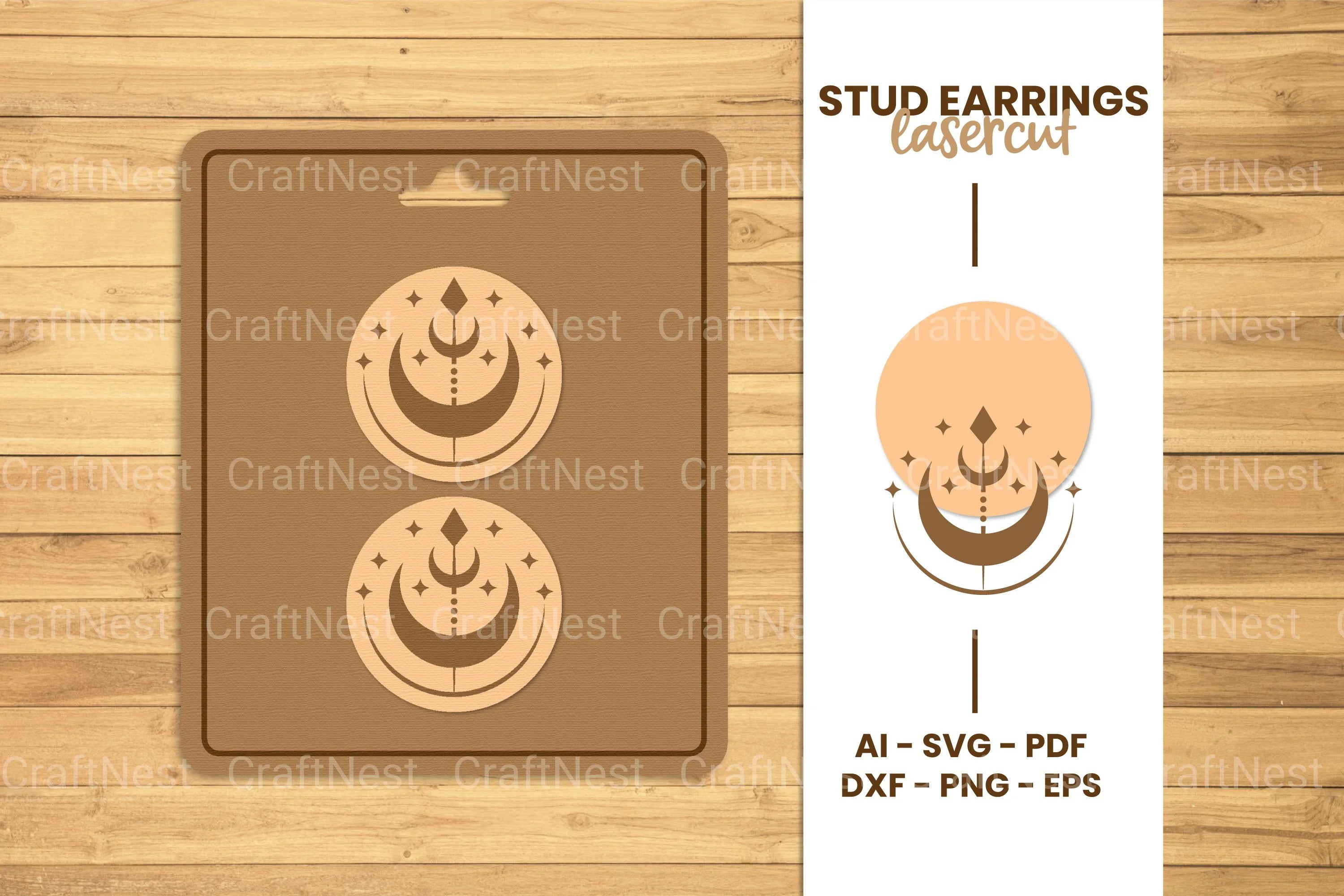 Mystical Stud Earrings Lasercut SVG Bundle - CraftNest - Digital Crafting and Art