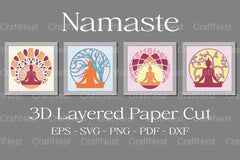 Namaste 3D Layered Paper Cut Clipart Bundle - CraftNest - Digital Crafting and Art