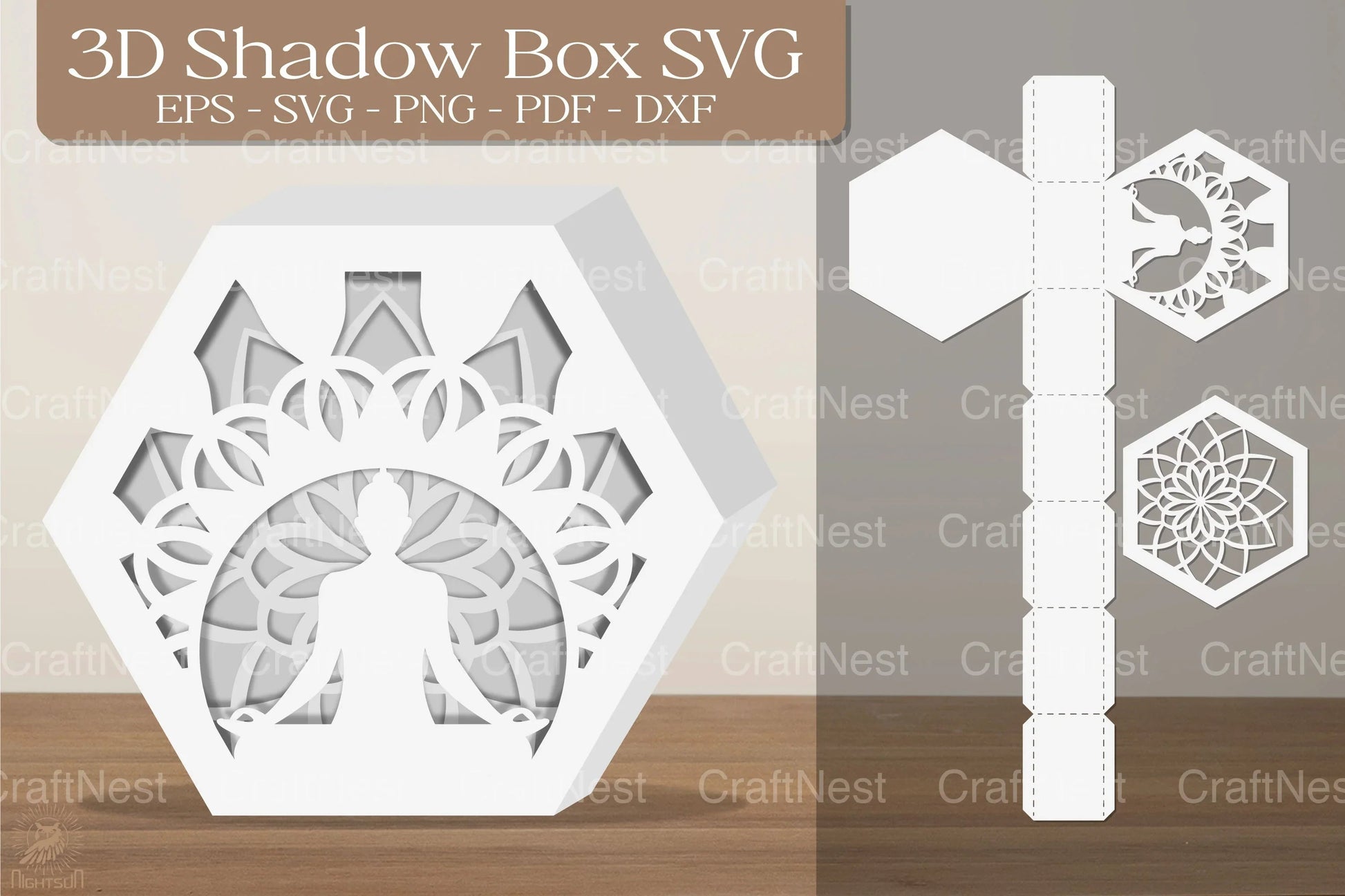 Namaste Mandala 3D Shadow Box Clipart Bundle - CraftNest - Digital Crafting and Art