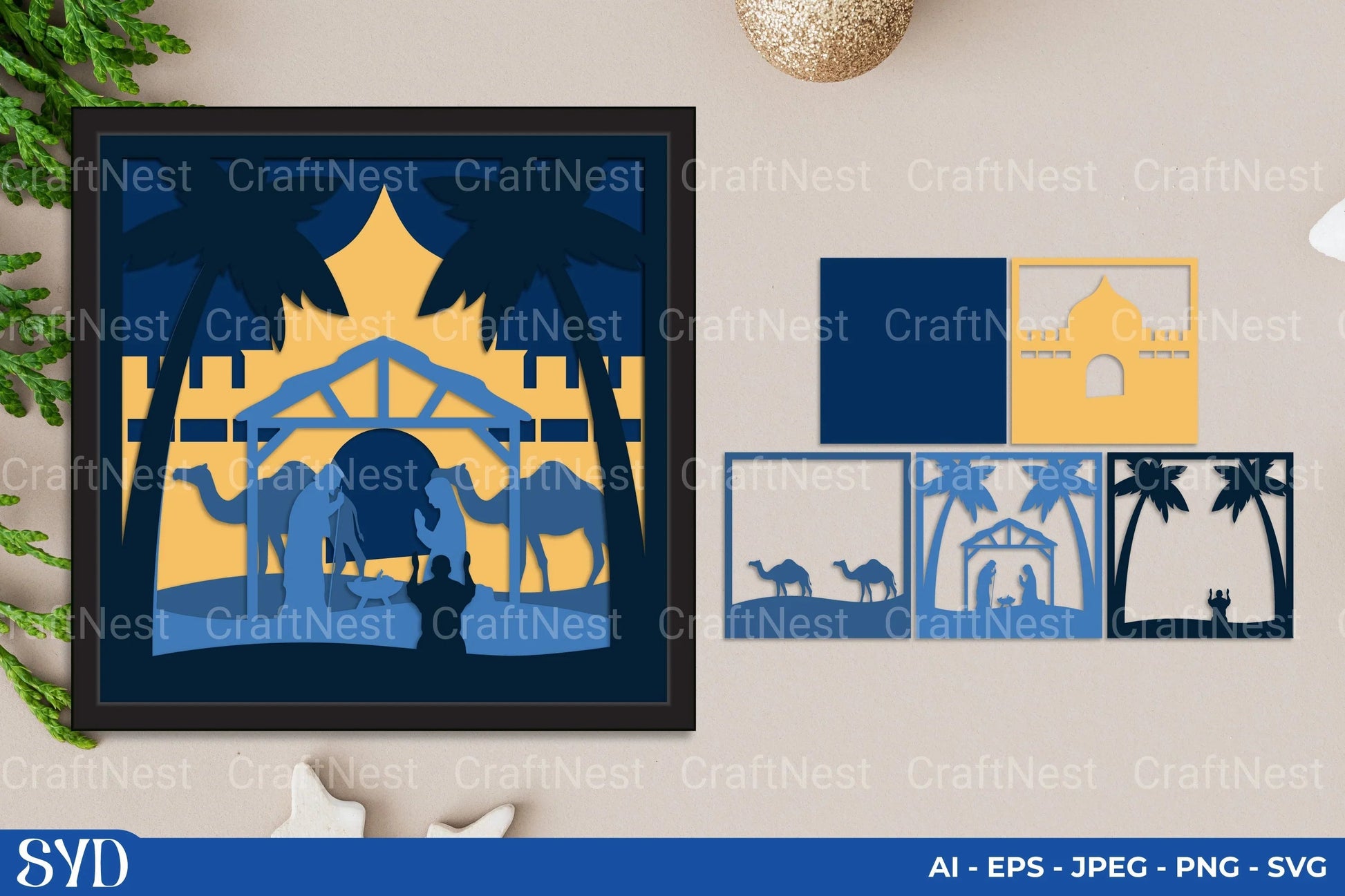 Nativity 3D Layered Papercut SVG Bundle - CraftNest - Digital Crafting and Art