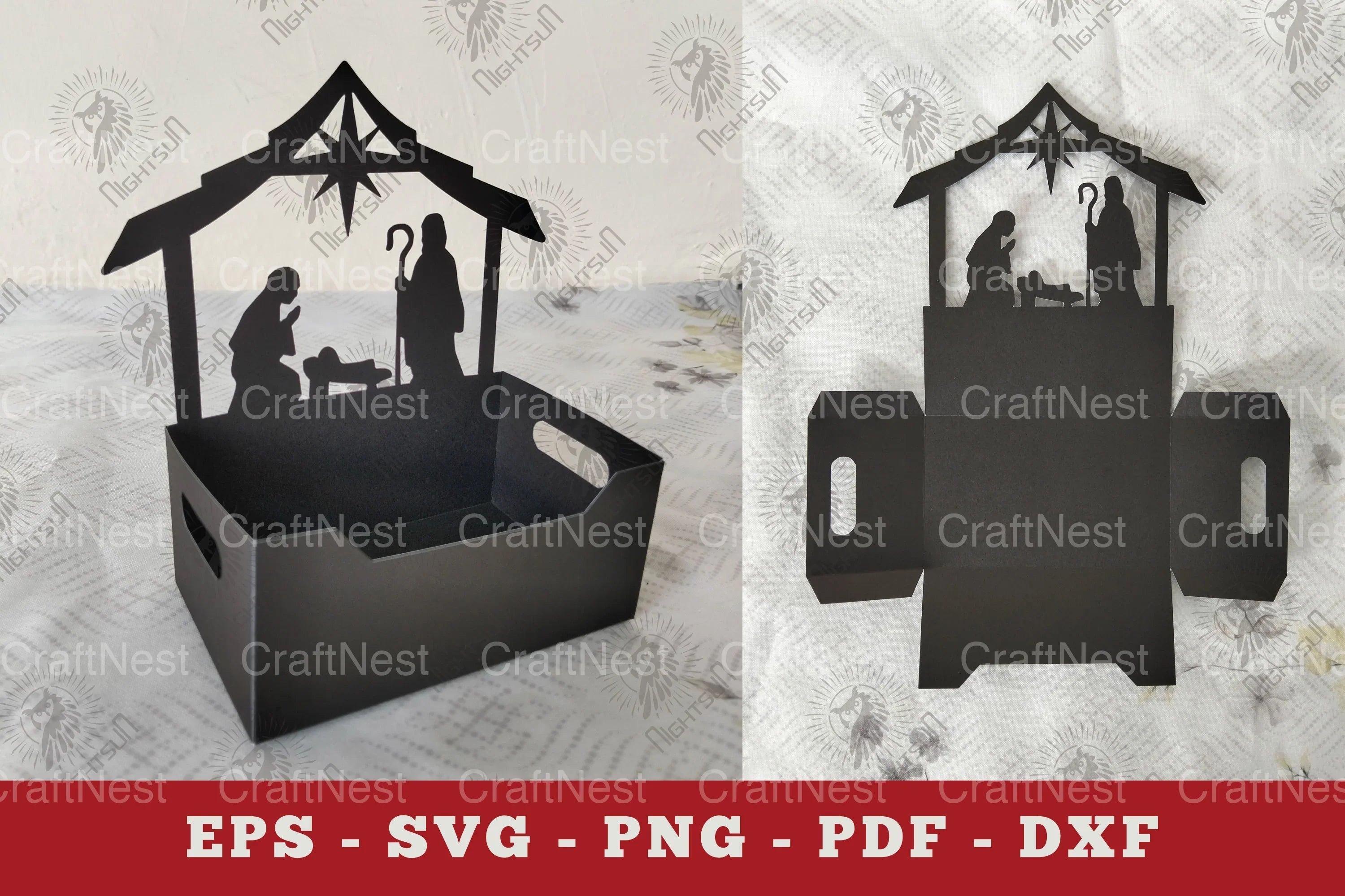 Nativity Box Display Papercut SVG Bundle - CraftNest - Digital Crafting and Art
