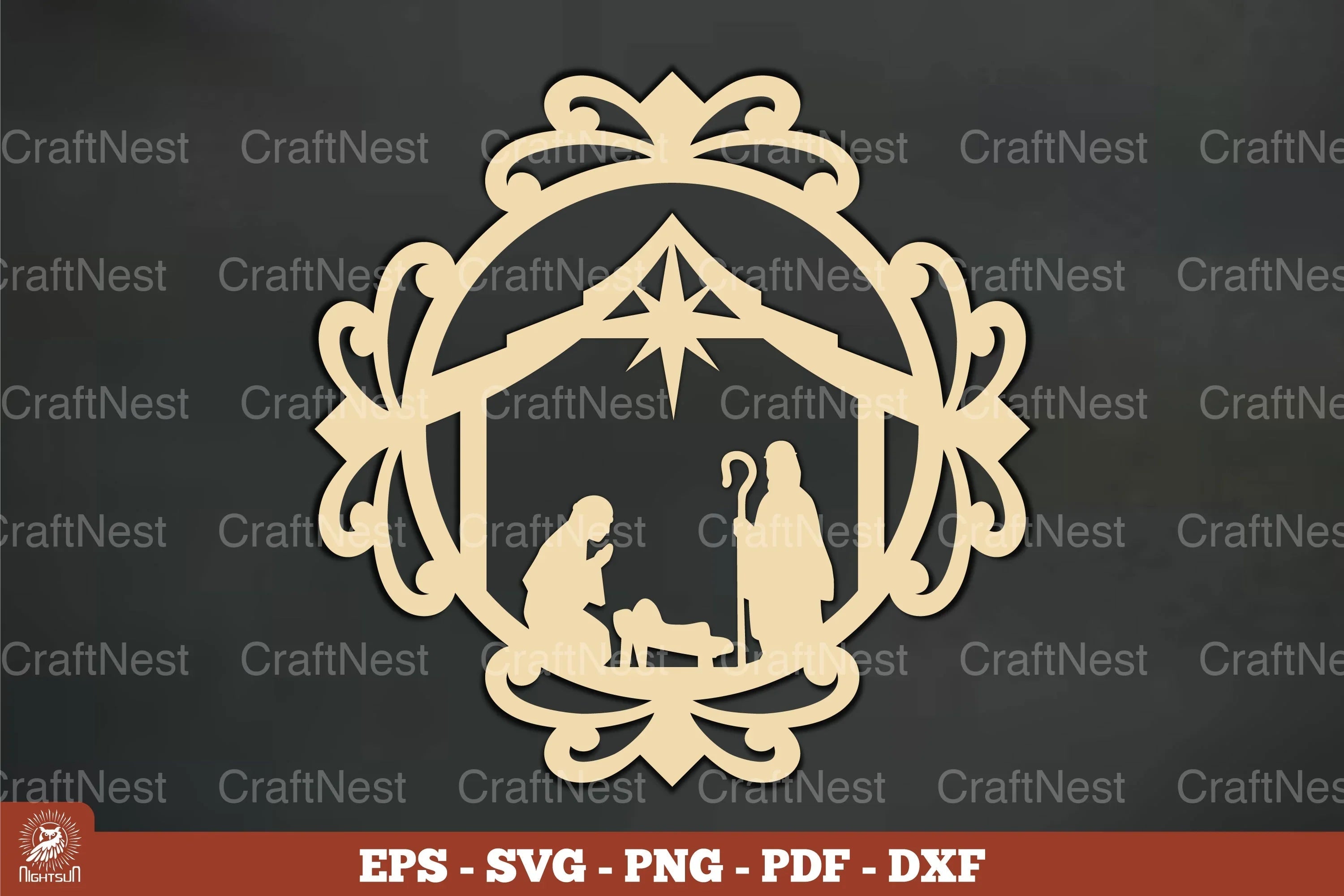 Vintage Nativity Ornament SVG Bundle - CraftNest - Digital Crafting and Art