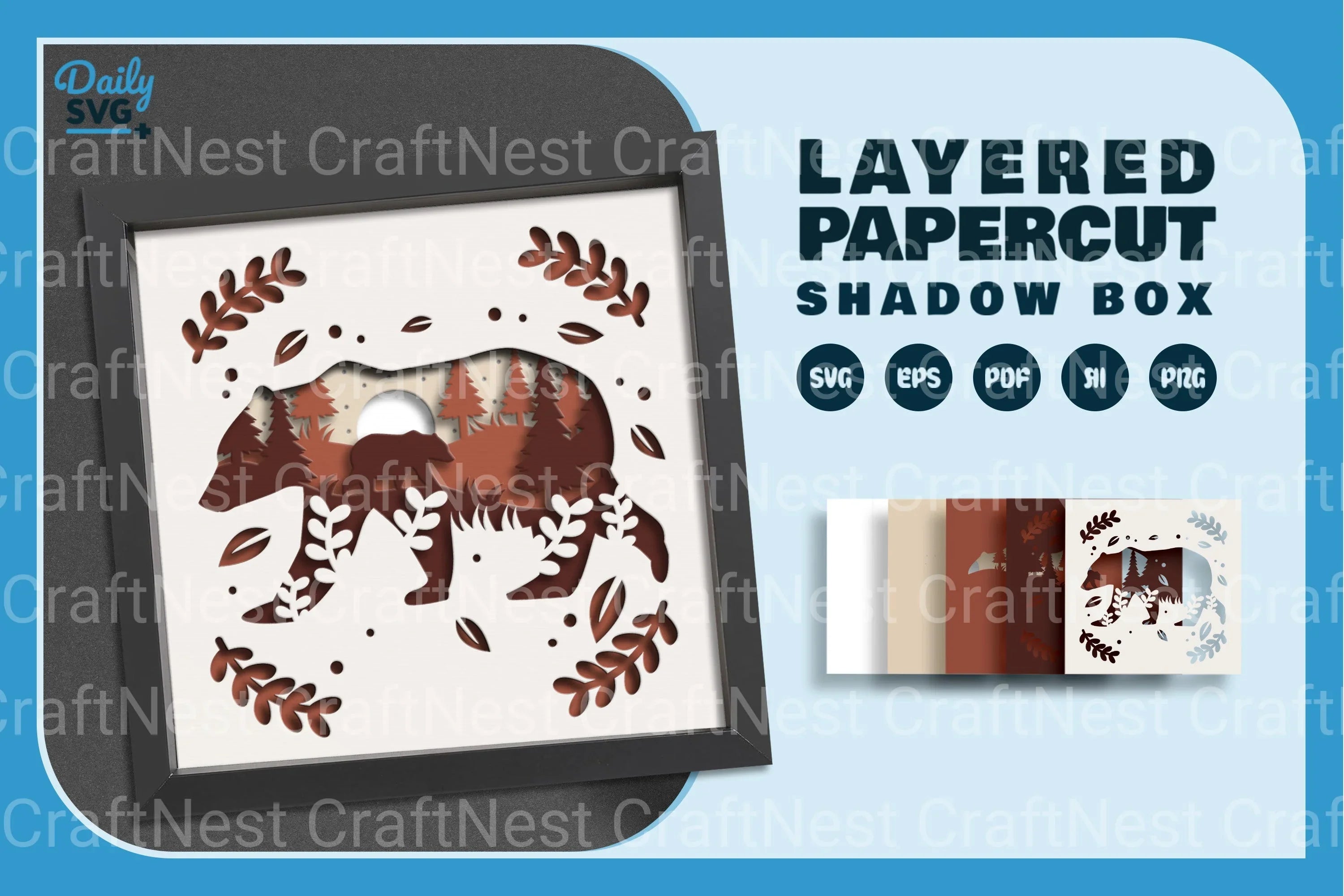 Nature Bear Papercut SVG Bundle