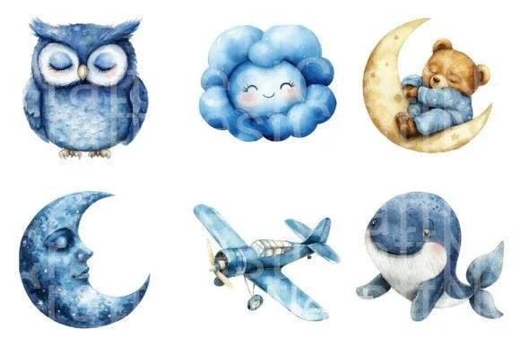 Navy Sky Blue Baby Nursery Clipart Bundle - CraftNest - Digital Crafting and Art