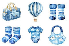 Navy Sky Blue Baby Nursery Clipart Bundle - CraftNest - Digital Crafting and Art
