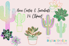 Neon Cactus & Succulent Clipart Bundle - CraftNest - Digital Crafting and Art