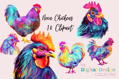 Neon Chicken Clipart Bundle - CraftNest - Digital Crafting and Art
