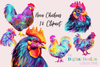 Neon Chicken Clipart Bundle