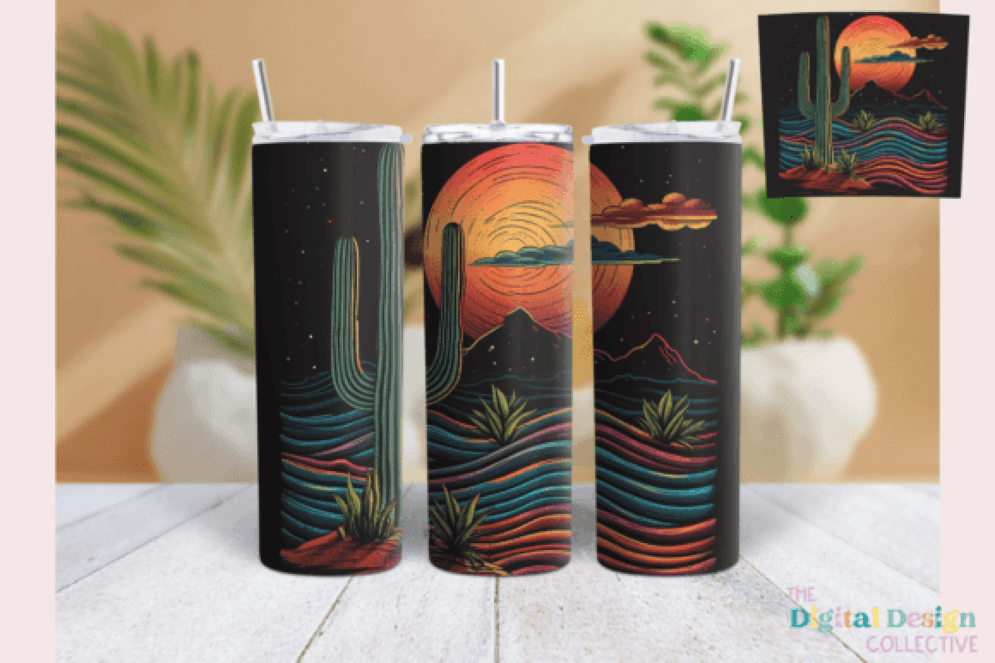 Desert Cactus Neon Western Tumbler Wrap Bundle - CraftNest - Digital Crafting and Art