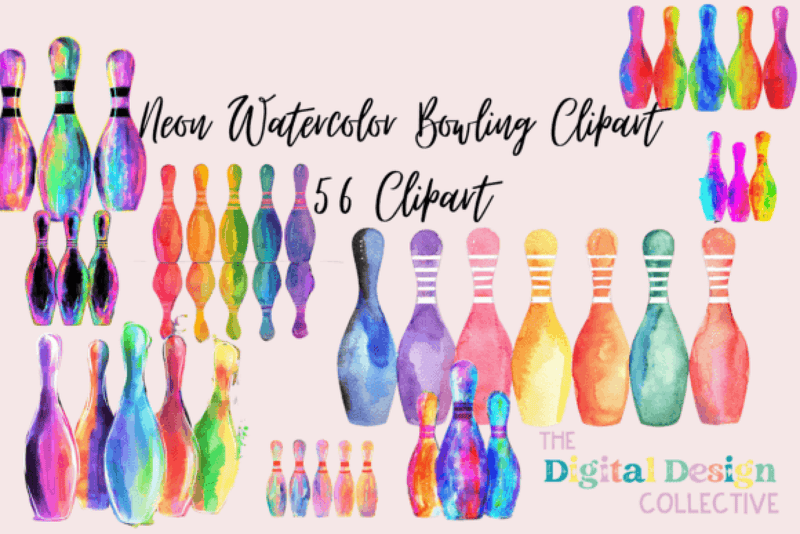 Neon Bowling Clipart Bundle - CraftNest - Digital Crafting and Art