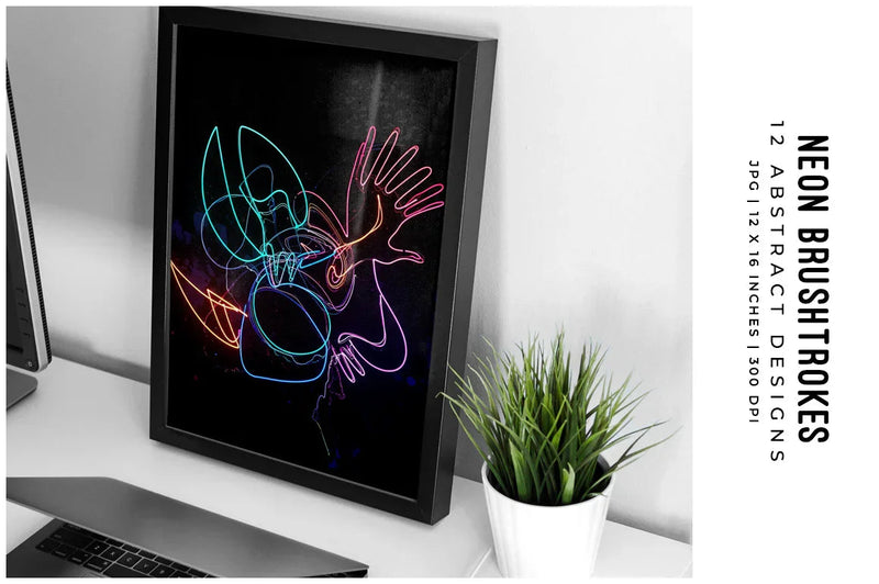 Neon Brushstrokes - Wall Art - CraftNest - Digital Crafting and Art