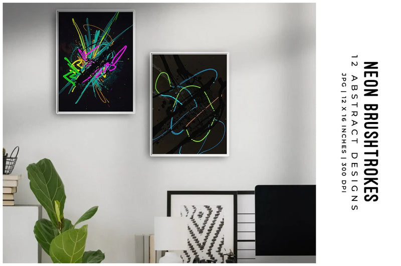 Neon Brushstrokes - Wall Art - CraftNest - Digital Crafting and Art