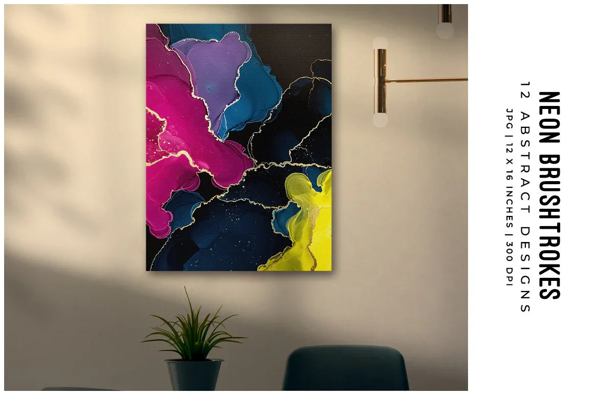 Neon Brushstrokes - Wall Art - CraftNest - Digital Crafting and Art