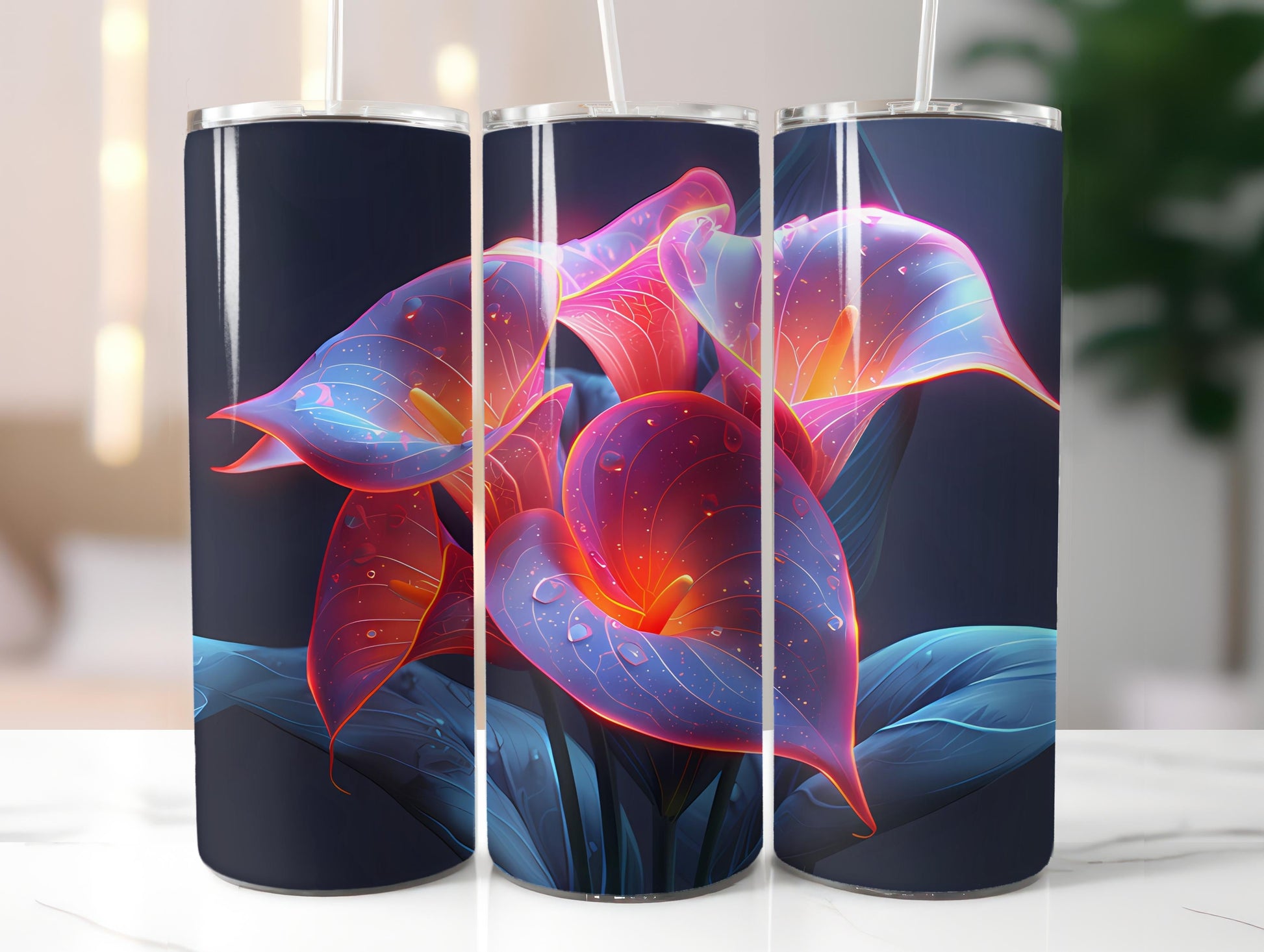 Neon Flowers Tumbler Wrap - CraftNest - Digital Crafting and Art