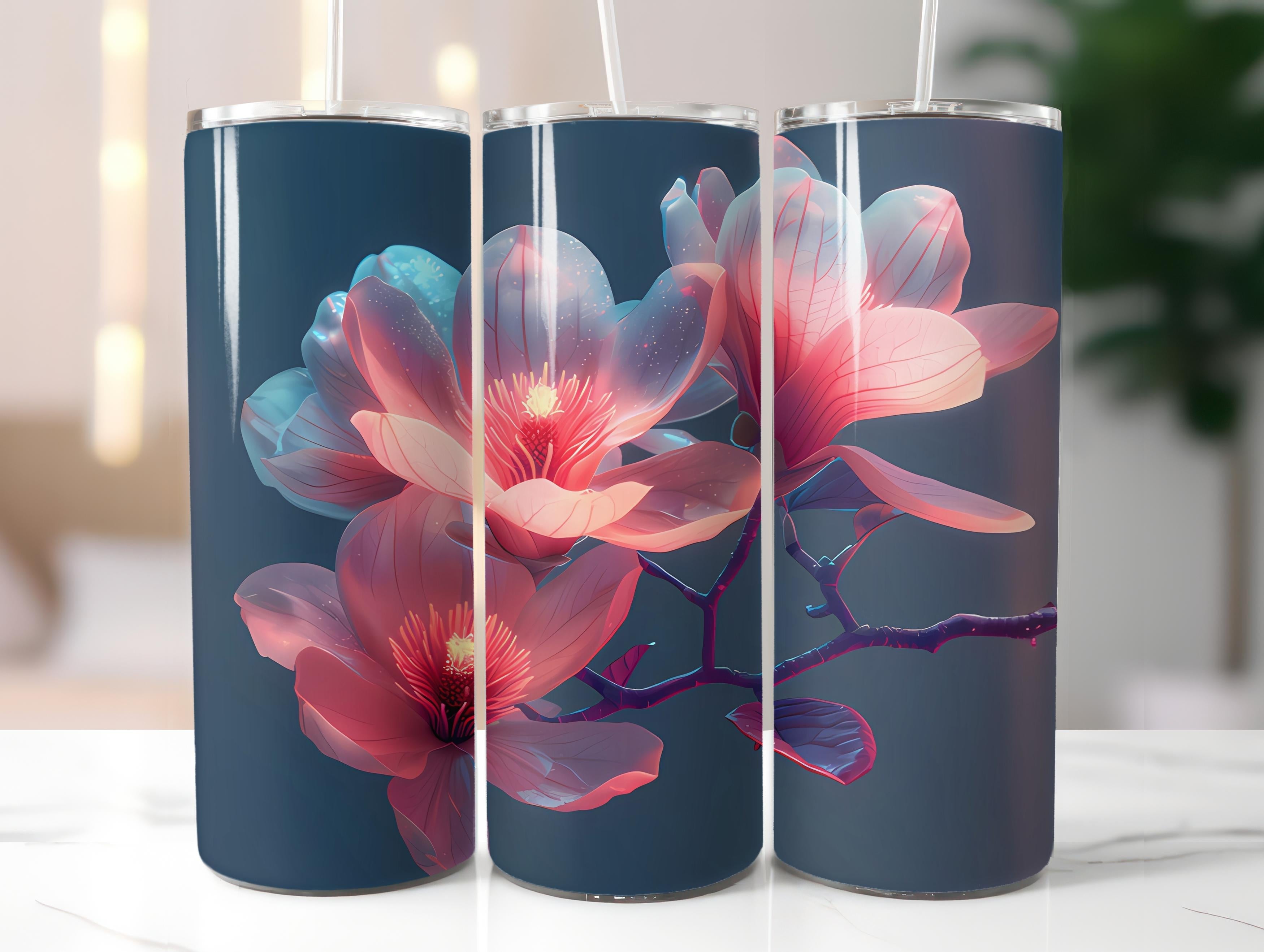 Neon Flowers Tumbler Wrap - CraftNest - Digital Crafting and Art