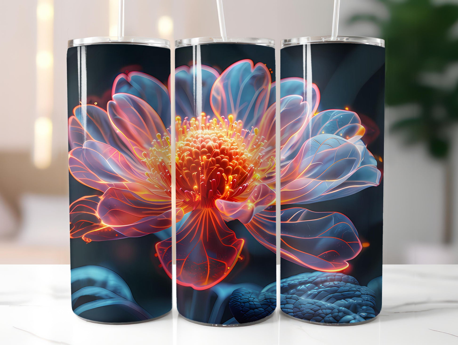 Neon Flowers Tumbler Wrap - CraftNest - Digital Crafting and Art